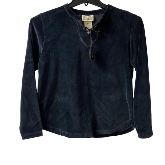Northern Reflections Velour Black‎ Long Sleeve Cotton/Polyester Top S/P - Picture 1 of 5